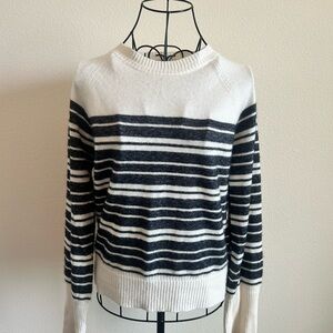Elegant Black and White Striped Women's Sweater